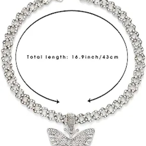 Zoestar Butterfly Choker Necklace Gorgeous Crystal Pendant Necklaces Sparkly - Picture 4 of 4
